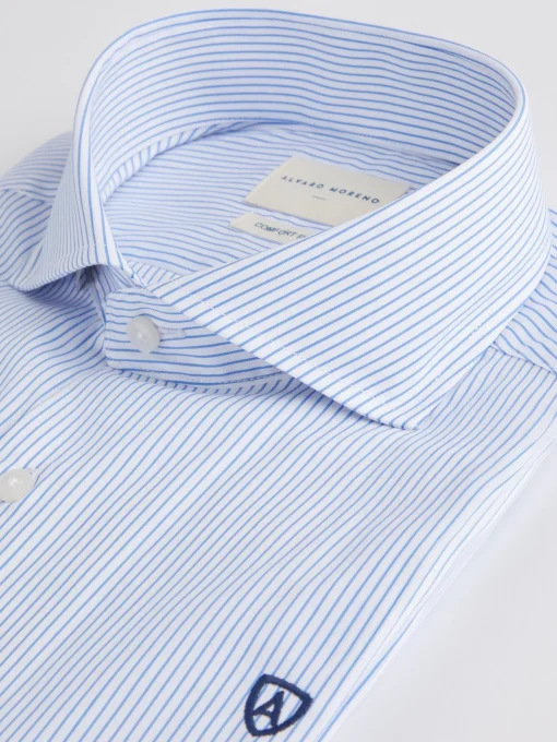 CAMISA COMFORT RAYAS CELESTE