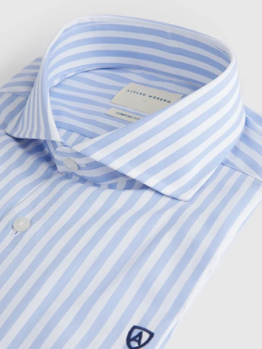 CAMISA COMFORT RAYAS CELESTE