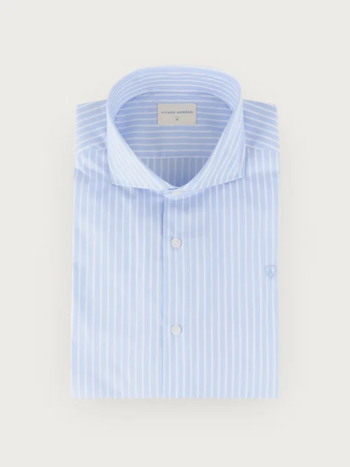 CAMISA COMFORT RAYAS DIPLO CELESTE