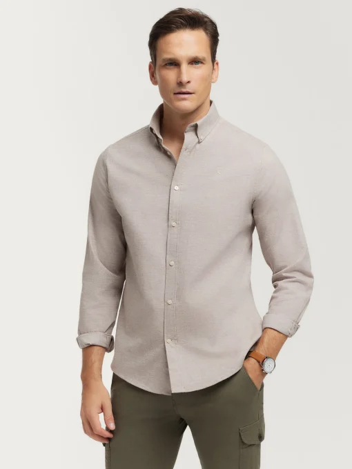 CAMISA FLANNEL TWILL BEIGE