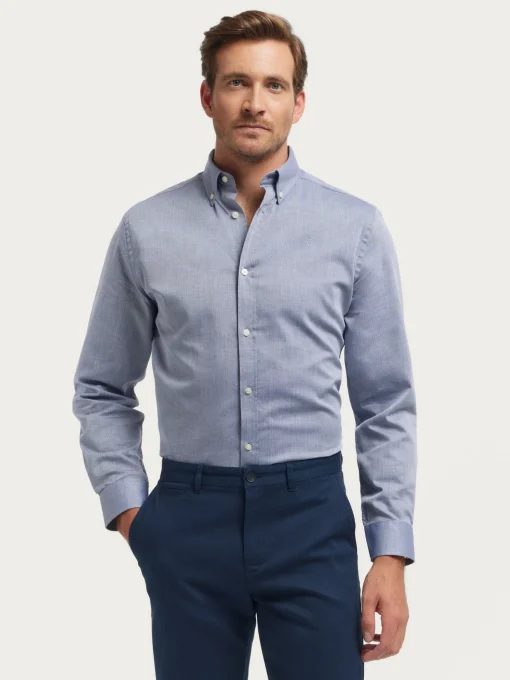 CAMISA MICROESPIGA AZUL MARINO