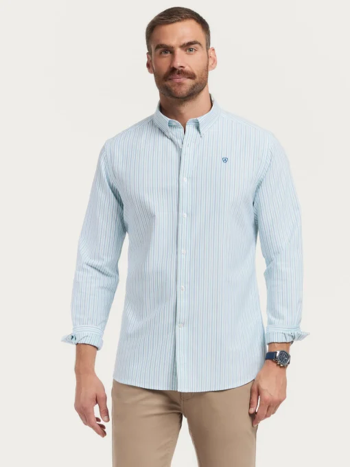 CAMISA OXFORD FANCY STR VERDE