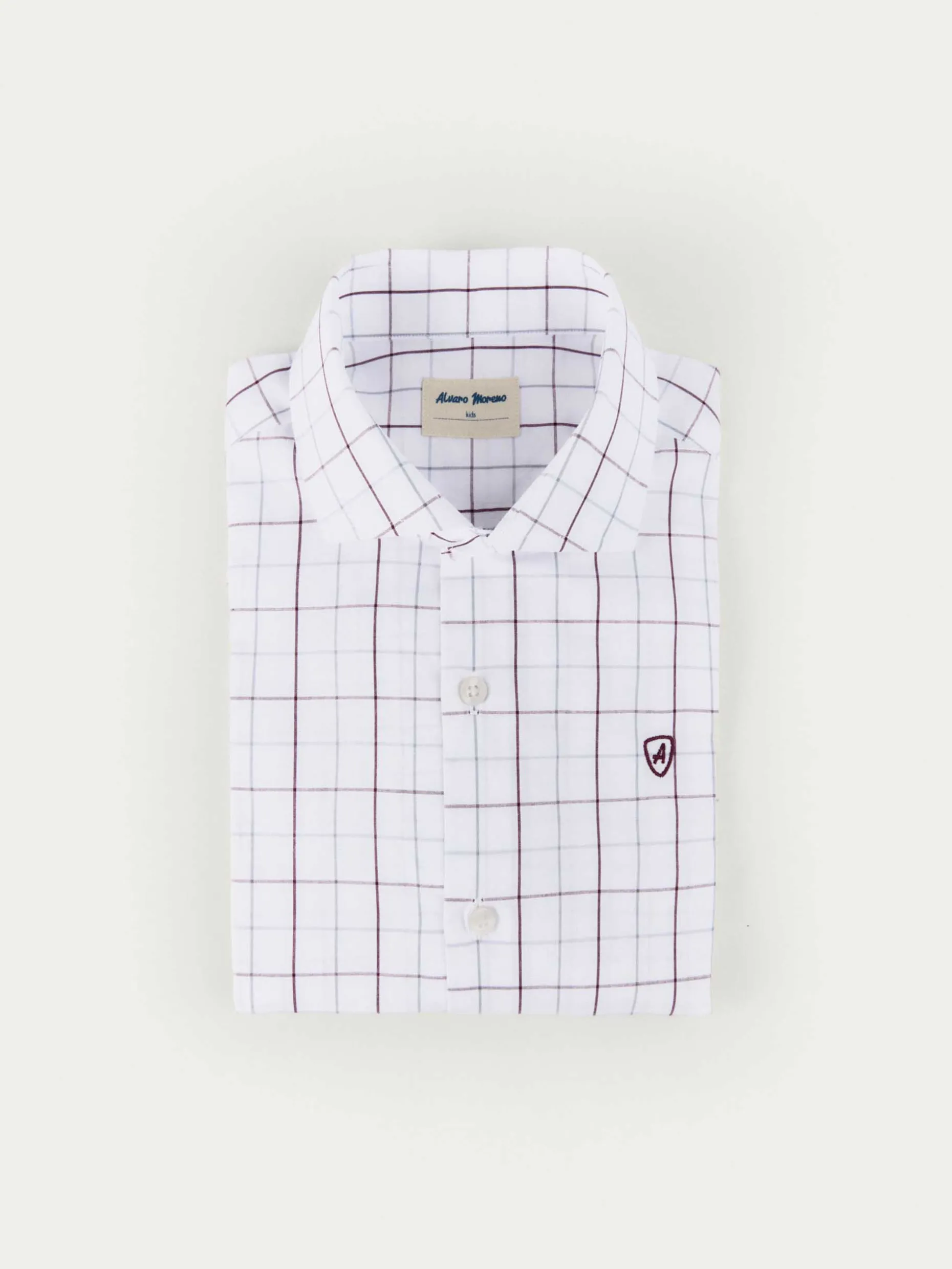 CAMISA POPELIN CUADROS KIDS BURDEOS