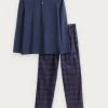 PIJAMA FRANELA CUADROS AZUL MARINO