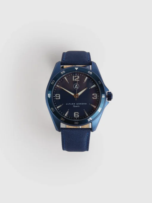 RELOJ CANVAS QUARTZ AZUL